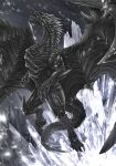  absurdres armor blue_eyes claws dragon dragon_horns dragon_tail highres horns ice kushala_daora monster monster_hunter_(series) monster_hunter_4 no_humans nutuki open_mouth sharp_teeth tail teeth western_dragon wings 