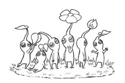  bud commentary_request flower greyscale hand_on_own_chin hand_up hands_up head_tilt leaf leg_up looking_at_another monochrome naru_(wish_field) no_humans no_mouth on_grass pikmin_(creature) pikmin_(series) reaching simple_background sitting solid_circle_eyes standing talking waving white_background white_pikmin 