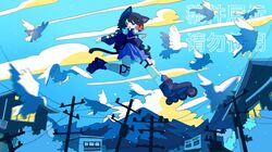  1girl animal_ear_hood animal_ears bird brown_hair cat_ears chinese_commentary chinese_text clouds colored_inner_hair commentary_request cross-laced_clothes cross-laced_sleeves day flock full_body goose headphones headphones_around_neck hood hood_up hoodie house jumping knee_pads light_particles long_sleeves medium_hair miniskirt mountain multicolored_hair open_mouth original outdoors plaid_clothes plaid_skirt pleated_skirt power_lines puffy_long_sleeves puffy_sleeves purple_footwear purple_hoodie purple_skirt qiu_lock redhead roller_skates skates skirt smile socks solo translation_request tree violet_eyes white_headphones white_socks 