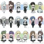  6+boys 6+girls angela_(project_moon) angelica_(project_moon) apron argalia_(project_moon) ayin_(project_moon) benjamin_(project_moon) binah_(project_moon) black_coat blonde_hair blue_hair brown_hair butler carmen_(project_moon) chesed_(project_moon) coat coat_on_shoulders colored_inner_hair crossdressing dress female_butler gebura_(project_moon) glasses green_eyes grey_hair hair_over_one_eye high_ponytail highres hod_(project_moon) hokma_(project_moon) jacket library_of_ruina long_hair low_ponytail maid maid_apron maid_headdress male_maid malkuth_(project_moon) monocle multicolored_hair multiple_boys multiple_girls netzach_(project_moon) one_side_up pants project_moon roland_(project_moon) sidelocks tiphereth_a_(project_moon) tiphereth_b_(project_moon) very_long_hair vest waiter waitress white_dress white_hair white_jacket white_pants white_vest yellow_eyes yesod_(project_moon) zhizhangertongbaitang 