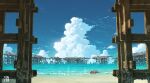  abandoned beach blue_sky building clouds commentary_request day dilapidated expo2025 highres horizon myaku-myaku no_humans ocean original osaka_(city) outdoors post-apocalypse ruins sand scenery sky tokyogenso water 