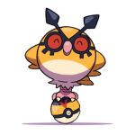  ^_^ alternate_color animal_focus bird closed_eyes closed_mouth facing_viewer hands_on_own_hips hashtag-only_commentary hoothoot level_ball lowres no_humans poke_ball pokemon pokemon_(creature) shiny_pokemon smile solo tyako_089 white_background 