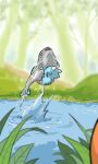  animal chibi commentary_request dragon eastern_dragon fish forest full_body hotathino nature no_humans original outdoors pond pov 