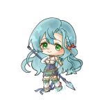  1girl aqua_hair armor bow braid breastplate chibi chloe_(fire_emblem) fire_emblem fire_emblem_engage gloves green_eyes hair_bow highres pink_bow shoulder_armor side_braid sifil_amfr white_gloves 