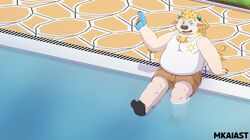  babe_bunyan_(housamo) flip-flops furry furry_male male mkaiast pool poolside shorts summer tank_top tokyo_afterschool_summoners 