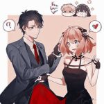 anya_(spy_x_family) damian_desmond formal multiple_boys multiple_girls older pink_hair smile spy_x_family tuxedo twilight_(spy_x_family) yor_briar