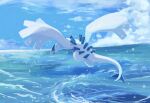  blue_sky clouds day flying highres lugia no_humans ocean open_mouth outdoors pokemon pokemon_(creature) sky solo volpecorvo water wings 