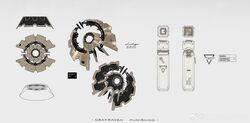  absurdres concept_art copyright_name grey_background halftone halftone_background highres multiple_views no_humans official_art punishing:_gray_raven reference_sheet simple_background tk_production weapon weapon_focus weibo_logo weibo_watermark 