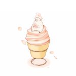  animal bear chai_(drawingchisanne) dessert flower food food_focus holding holding_flower ice_cream ice_cream_cone no_humans original petals pink_flower shirokuma-san_(drawingchisanne) signature simple_background sitting soft_serve white_background 