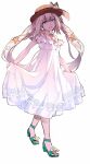  1girl aqua_footwear bare_shoulders blue_eyes dress fate/grand_order fate_(series) flower footwear_flower full_body hair_between_eyes hat hat_ribbon highres lily_(flower) long_hair looking_at_viewer marie_antoinette_(fate) marie_antoinette_(swimsuit_caster)_(fate) marie_antoinette_(swimsuit_caster)_(second_ascension)_(fate) off-shoulder_dress off_shoulder open_mouth plaid plaid_ribbon ribbon sandals seashell shell shell_hair_ornament simple_background skirt_hold smile solo standing starfish starfish_hair_ornament sun_hat sundress teeth tsengyun twintails upper_teeth_only white_background white_dress white_flower white_hair white_lily 