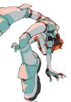  1girl apex_legends blue_gloves corrupted_twitter_file falling foreshortening gloves highres horizon_(apex_legends) open_hands orange_hair rumemo short_hair simple_background sketch solo spacesuit white_background 