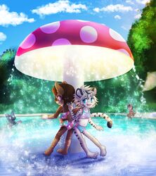  2girls absurdres blue_eyes character_request copyright_request cub furry highres loli multiple_girls non-web_source safe water waterpark wet 