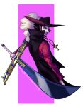  1boy 2023 beard black_hair closed_mouth coat cross_pendant dracule_mihawk english_commentary facial_hair hat hat_feather high_collar highres holding holding_sword holding_weapon keysandcrosses male_focus one_piece profile solo sword twitter_username weapon yellow_eyes 