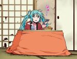 1girl hatsune_miku kotatsu long_hair remote_control twintails vocaloid