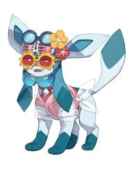  blue-framed_eyewear blue_fur choice_specs clothed_pokemon eyewear_on_head flower glaceon glaceon_(beach) glasses goggles hair_flower hair_ornament makoto_ikemu no_humans open_mouth pokemon pokemon_(creature) pokemon_focus pokemon_unite red-tinted_eyewear see-through see-through_shirt shirt side-tie_shirt solo sunglasses tail tinted_eyewear two-tone_fur yellow-framed_eyewear 