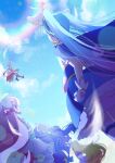  1boy 4girls absurdres blonde_hair blue_cape blue_dress blue_hair blue_sky blurry blurry_background boots bow braid cape clouds cloudy_sky coattails commentary cure_butterfly cure_majesty cure_prism cure_sky cure_wing day detached_sleeves dress dress_bow ellee-chan facing_away feathers floating french_braid frilled_dress frills from_behind gloves gradient_hair hair_bow highres hijiri_ageha hirogaru_sky!_precure lens_flare long_hair magical_girl medium_dress multicolored_hair multiple_girls nijigaoka_mashiro orange_footwear orange_hair outdoors pink_bow pink_hair precure puffy_detached_sleeves puffy_sleeves purple_hair short_dress shunshoku_mikan side_braids sky sleeveless sleeveless_dress sora_harewataru standing thigh-highs twintails two-sided_cape two-sided_fabric two-tone_dress very_long_hair white_dress white_gloves white_thighhighs wind wing_hair_ornament yuunagi_tsubasa 