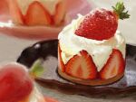  cake commentary food food_focus fruit no_humans obatti47 original plate strawberry strawberry_slice whipped_cream 
