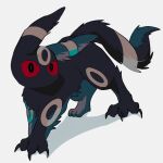  animal_focus blue_pupils claws closed_mouth colored_sclera commentary_request duplicate full_body grey_background looking_at_viewer mekkyaru824 no_humans pokemon pokemon_(creature) red_eyes red_sclera simple_background solo standing three_quarter_view umbreon white_background 