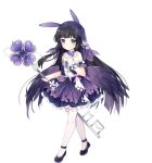  1girl abaddon_(ark_order) animal_ears ark_order bare_shoulders black_footwear black_hair blunt_bangs bow bug detached_sleeves dress dress_bow fake_animal_ears feathered_wings flower frilled_dress frills full_body hair_bow hair_ornament hairclip hime_cut holding holding_key key layered_dress long_hair looking_at_viewer low_wings official_art oversized_object purple_bow purple_dress purple_wings see-through short_sleeves sidelocks solo tachi-e thigh-highs transparent_background tsukimi_(xiaohuasan) variant_set veil very_long_hair violet_eyes white_bow white_flower white_thighhighs wings wrist_cuffs 