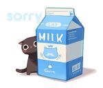  animal black_cat cat food milk milk_carton no_humans original simple_background suzaku_(zaku6584) white_background 