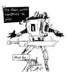  broadsword_(titanfall_2) dropping english_text falling greyscale looking_up mecha monochrome motion_blur motion_lines phase_shift_pilot_(titanfall_2) pilot_(titanfall_2) robot ronin_(titanfall_2) scarf simulacrum_(titanfall) sketch speech_bubble splitghost titanfall_(series) titanfall_2 white_background 