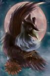  absurdres bird full_body full_moon highres honchkrow karura_(to-the-4483) moon night night_sky no_humans outdoors pokemon pokemon_(creature) red_eyes sky 