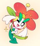  artist_name bloominglynx blush floette floette_(red_flower) highres looking_at_viewer no_humans one_eye_closed open_mouth pokemon pokemon_(creature) simple_background solo sparkle white_background 