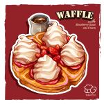  artist_logo artist_name food food_focus food_name fruit highres no_humans original strawberry syrup waffle whipped_cream yuki00yo 