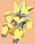  :3 blue_eyes brown_background closed_mouth commentary_request full_body furry lets0020 looking_at_viewer pokemon pokemon_(creature) simple_background smile solo zeraora 