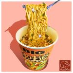  artist_logo corn food food_focus fork highres instant_ramen no_humans noodles original ramen shadow vegetable yuki00yo 