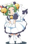  1girl animal_ears animal_hands animal_hat apron bell bow cat_ears cat_hat cat_tail cocia_(kosianko) dejiko di_gi_charat dress gloves green_eyes green_hair hair_bell hair_ornament hat jingle_bell maid_apron neck_bell open_mouth paw_gloves paw_shoes short_hair short_sleeves tail tail_bow tail_ornament 