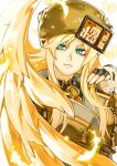  1girl absurdly_long_hair absurdres black_gloves blonde_hair blue_eyes brown_coat coat fingerless_gloves fur_hat gloves guilty_gear guilty_gear_strive hat highres long_hair long_sleeves looking_at_viewer mabost23 millia_rage prehensile_hair ushanka very_long_hair 