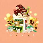  bird cup cupcake flower food food_focus holding holding_cup icing issiki_toaki ladder mug no_humans original sugar_cube sweets 