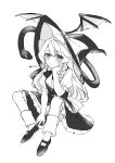  1girl absurdres artist_name blush bow bowtie braid chinese_commentary cindy717 closed_mouth commentary_request greyscale hand_on_own_cheek hand_on_own_face hat hat_bow highres kirisame_marisa long_hair monochrome short_sleeves side_braid single_braid sitting snake solo touhou witch_hat 