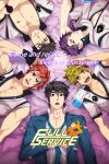  5boys black_hair blue_coat brown_eyes character_request coat collared_coat collared_shirt cover ear_piercing english_text full_service_(mazjojo) green_hair kovit_chaiyarit logo lying male_focus mazjojo multiple_boys muscular muscular_male official_art open_mouth pectoral_cleavage pectorals piercing purple_hair rald_schwarz redhead second-party_source shirt short_hair smile suit teeth tomoki_nakamoto uniform video_game_cover white_shirt yellow_eyes 