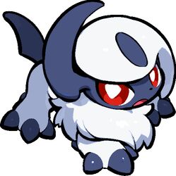  absol claws horns kawaanago looking_at_viewer lowres no_humans open_mouth pokemon pokemon_(creature) red_eyes simple_background single_horn solo tail white_background 