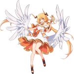  1girl angel_wings ark_order artist_request black_footwear blonde_hair bow bracelet capelet dress dress_bow feathered_wings full_body gold_trim holding holding_wand iris_(ark_order) jewelry long_hair looking_at_viewer low_twintails multicolored_eyes official_art orange_bow shoes sidelocks sleeveless sleeveless_dress solo tachi-e transparent_background twintails very_long_hair violet_eyes wand white_capelet white_dress white_wings wings yellow_eyes 