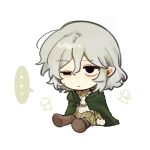  cape character_request chibi copyright_request gongs0313 grey_hair sitting sleepy 