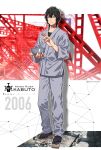  1010_mumumu 1boy 2006 animification black_hair black_shirt blue_eyes bowl copyright_name highres holding holding_bowl japanese_clothes kamen_rider kamen_rider_kabuto_(series) male_focus photorealistic realistic sandals shirt shoes solo standing tendou_souji uwabaki 