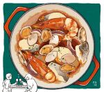  1boy 1girl cup drinking_glass fish_(food) food food_focus holding holding_cup kawanabe meat mussel original seafood shrimp 