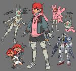  &gt;_&lt; 2girls android animal_hood asticassia_school_uniform black_eyes black_shorts closed_jacket clothed_robot drawstring english_text ericht_samaya green_eyes green_jacket grey_background gundam gundam_aerial gundam_suisei_no_majo hair_between_eyes hairband highres holding holding_stuffed_toy hood hoodie hots_(gundam_suisei_no_majo) humanoid_robot jacket joints layered_clothes mecha mobile_suit multiple_girls multiple_views no_mouth open_clothes open_jacket peco2057 pink_hoodie rabbit_hood redhead reference_inset robot robot_ears robot_girl robot_joints school_uniform short_hair shorts siblings simple_background sisters sketch smile stuffed_animal stuffed_rabbit stuffed_toy suletta_mercury thick_eyebrows white_jacket white_shorts 