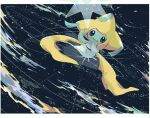  awai_(pixiv29777040) border clouds full_body grey_eyes jirachi looking_ahead no_humans open_mouth pokemon pokemon:_jirachi:_wish_maker pokemon_(anime) pokemon_(creature) pokemon_rse_(anime) solo star_(sky) star_(symbol) tanzaku white_border 