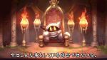  absurdres fire gloves grass grey_gloves highres kirby&#039;s_return_to_dream_land_deluxe kirby_(series) looking_at_viewer magolor magolor_epilogue master_crown no_humans pillar rayman_limbs shiburingaru sitting solid_oval_eyes solo throne torch torn_clothes translation_request yellow_eyes 