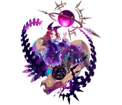  1girl blue_eyes caduceus_(phantom_of_the_kill) closed_mouth crown da-kuro flower full_body hair_flower hair_ornament heterochromia highres looking_at_viewer official_art phantom_of_the_kill purple_hair redhead shoes sitting skirt snake solo violet_eyes 