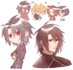  !? 2boys 2girls aerith_gainsborough alternate_hair_length alternate_hairstyle bare_shoulders black_hair black_jacket blonde_hair breasts brown_gloves brown_hair cloak closed_mouth cloud_strife commentary_request cropped_torso earrings final_fantasy final_fantasy_vii final_fantasy_vii_rebirth final_fantasy_vii_remake gloves hair_between_eyes headband jacket jewelry light_blush looking_at_another medium_breasts multiple_boys multiple_girls nitoya_00630a open_mouth parted_bangs red_cloak red_eyes red_headband red_jacket short_hair single_earring sleeveless sleeveless_turtleneck smile spiky_hair suspenders sweatdrop sweater tank_top tifa_lockhart turtleneck turtleneck_sweater upper_body vincent_valentine white_background white_tank_top 