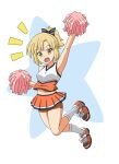 1girl anima_yell! blonde_hair cheering cheerleader dress long_hair medium_hair orange_shoes orange_skirt sawatari_uki skirt yellow_eyes