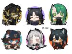  1boy 5girls :3 alcohol animal_ear_fluff animal_ears arknights artist_name bear_ears bear_girl beer beer_mug black_hair blonde_hair blue_eyes blush brown_hair chibi chinese_commentary closed_eyes closed_mouth colored_tips commentary_request cup dog_ears dog_girl dog_tail drooling ear_piercing fins fish_boy fish_tail flying_sweatdrops furry furry_male green_eyes green_hair grey_eyes grey_hair hat head_fins head_wings highres holding holding_cup horns hoshiguma_(arknights) irene_(arknights) lee_(arknights) long_hair looking_at_viewer looking_back medium_hair mouth_drool mug multicolored_eyes multicolored_hair multiple_girls nine5895254196 open_mouth piercing pink_eyes ponytail saga_(arknights) seiza simple_background single_horn sitting slit_pupils smoking sparkling_aura standing streaked_hair tail texas_(arknights) texas_(willpower)_(arknights) twitter_username white_background wings wolf_ears wolf_girl wolf_tail yellow_eyes zima_(arknights) zima_(ursus)_(arknights) 
