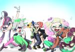  1boy 6+girls ^_^ after_kiss agent_3_(splatoon) agent_4_(splatoon) agent_8_(splatoon) aqua_hair aqua_pantyhose bike_shorts black_dress black_gloves blonde_hair blue_eyes blue_hair boots bow-shaped_hair callie_(splatoon) cape closed_eyes closed_mouth cousins cross-shaped_pupils crown dark-skinned_female dark_skin detached_collar dress fang fangs fingerless_gloves flustered food food_on_head girl_sandwich giving_up_the_ghost gloves gradient_background gradient_hair green_hair green_pantyhose grey_hair grin heart hetero high_heel_boots high_heels inkling inkling_boy inkling_girl inkling_player_character kiss koharu2.5 leg_up locked_arms long_hair marie_(splatoon) marina_(splatoon) medium_hair miniskirt multicolored_hair multiple_girls object_on_head octoling octoling_girl octoling_player_character pantyhose pantyhose_under_shorts pearl_(splatoon) pink_hair pink_pantyhose purple_hair red_pupils redhead sandwiched short_dress short_eyebrows short_hair shorts simple_background skirt smile splatoon_(series) splatoon_1 splatoon_2 splatoon_2:_octo_expansion squatting symbol-shaped_pupils two-tone_hair white_background white_gloves yellow_eyes 