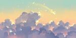  above_clouds cloud_focus clouds gradient_sky green_sky jauni_(tofublock) nature no_humans orange_sky original outdoors pastel_colors purple_clouds scenery shooting_star sky sky_focus sparkle sunset yellow_sky 