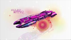  3d character_print commentary eve_online floating hello_kitty hello_kitty_(character) highres industrial_ship_(eve_online) name_connection no_humans outer_ring_excavations_(eve_online) reflection reflective_surface sanrio science_fiction spacecraft swp vehicle_focus 